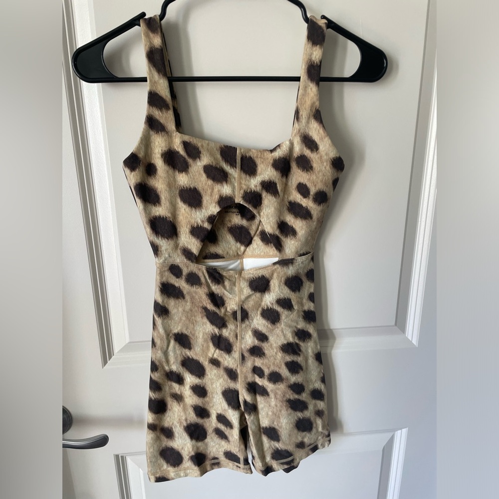 WeWorewhat Leopard Print biker shirt onesie.
